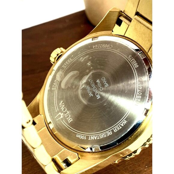 Bulova Men's Watch 98B375 Quartz Black Dial Date Gold Stainless Steel 43… - Picture 7 of 13